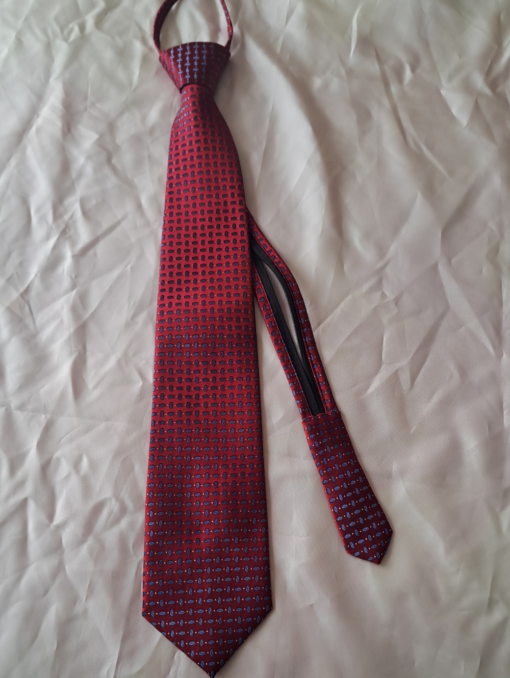 Men's Burgundy, Blue Micro-Pattern Tie